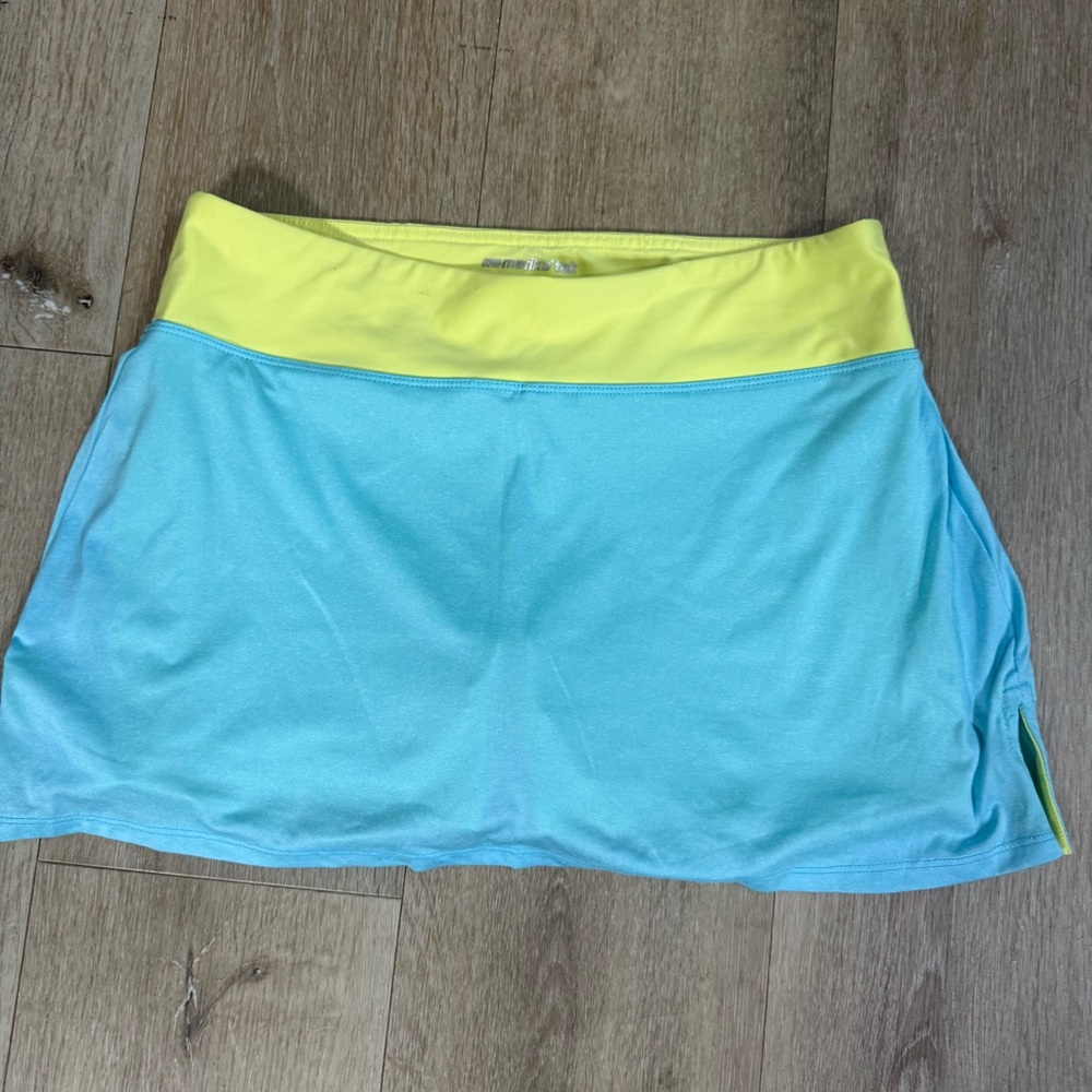 Marika Aqua Blue and Yellow Athletic Skirt